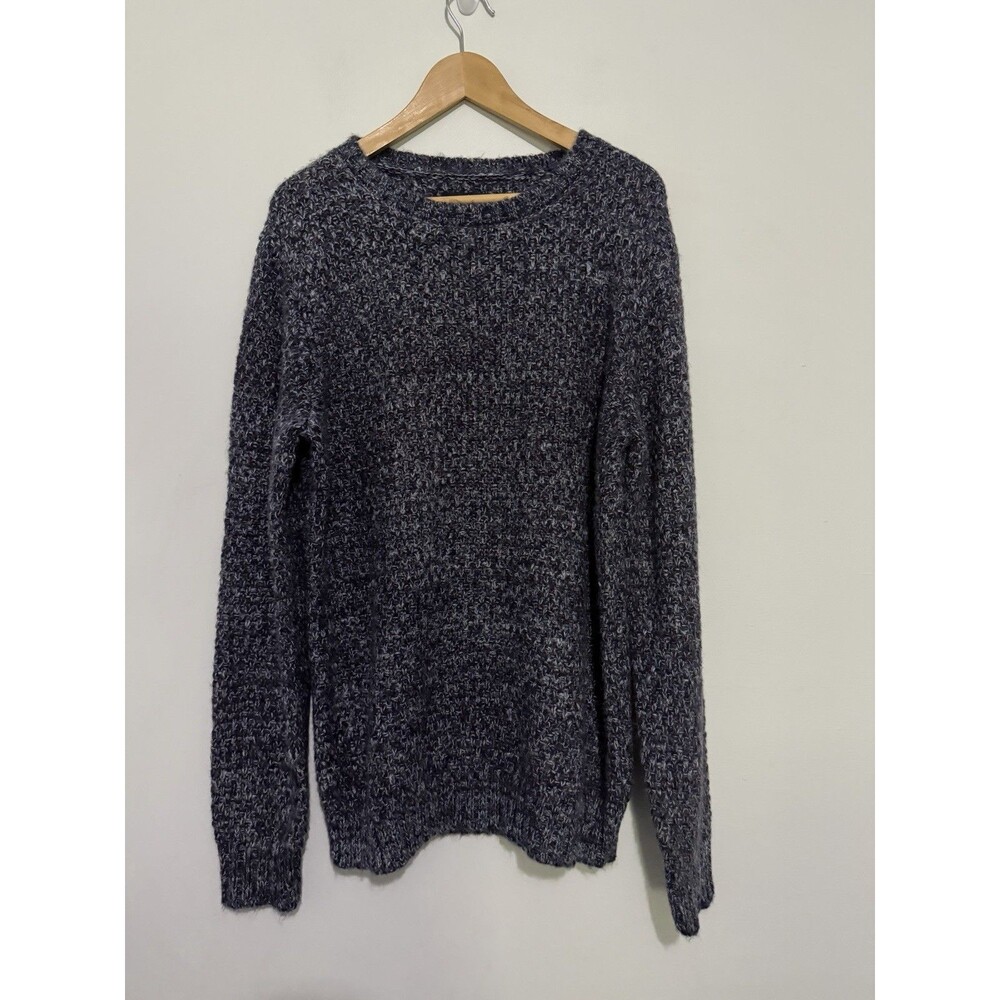 Daniel Hechter Heather Navy Alpaca Blend Fishermen Crewneck Sweater Large